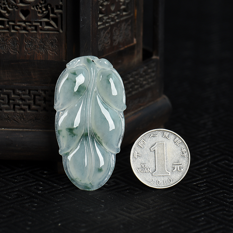 缅甸天然翡翠金枝玉叶吊坠-红掌柜