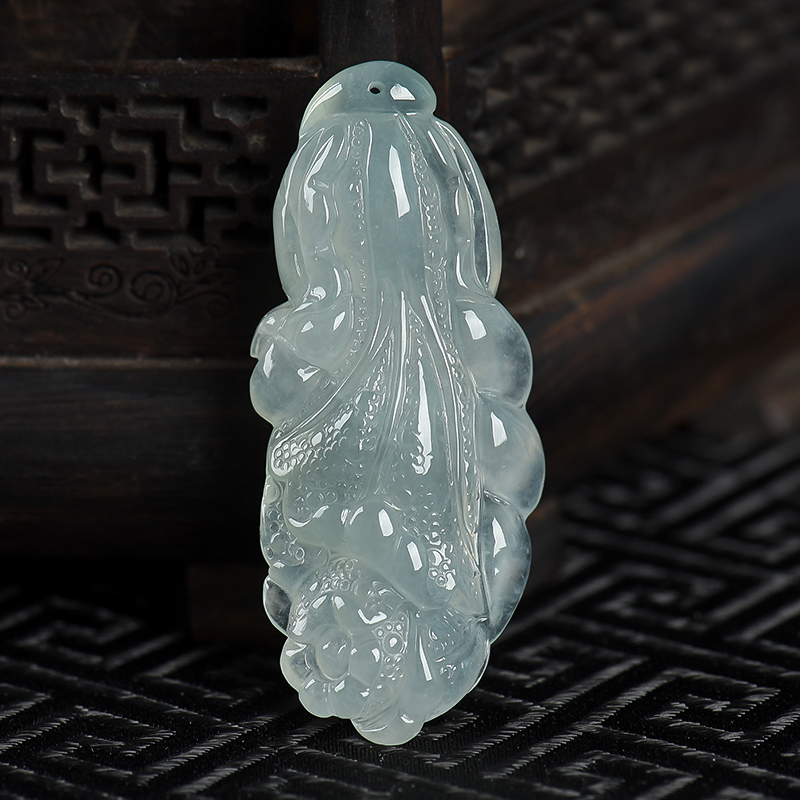 缅甸翡翠百财吊坠-红掌柜