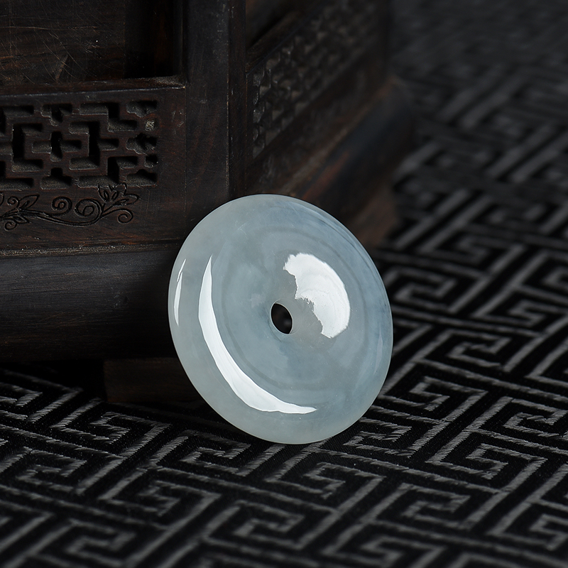 天然糯种翡翠平安扣吊坠-红掌柜