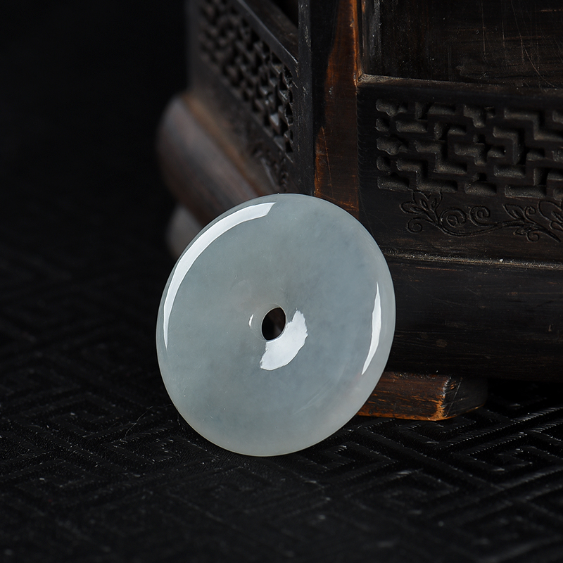 缅甸糯种翡翠平安扣吊坠-红掌柜