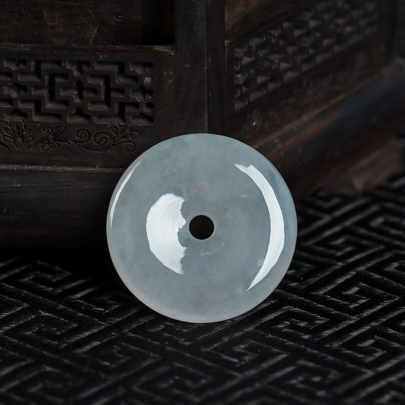 缅甸天然翡翠平安扣吊坠-红掌柜