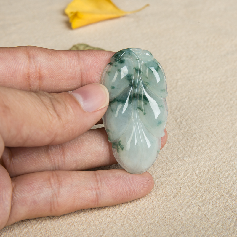 天然糯种飘花翡翠金枝玉叶吊坠-红掌柜