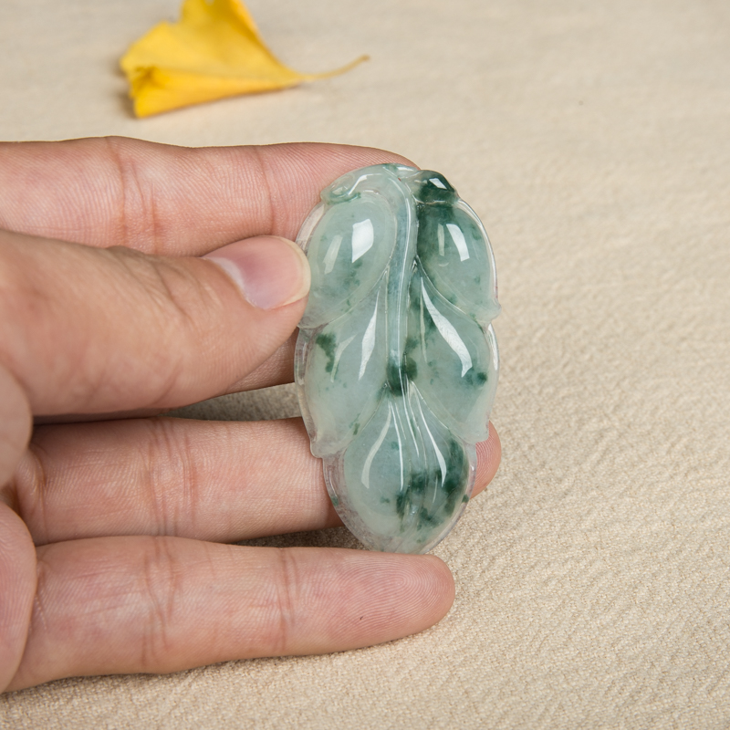 天然糯种飘花翡翠金枝玉叶吊坠-红掌柜