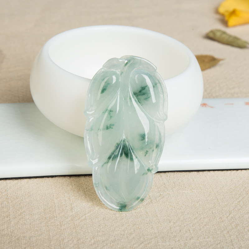 缅甸翡翠金枝玉叶吊坠-红掌柜