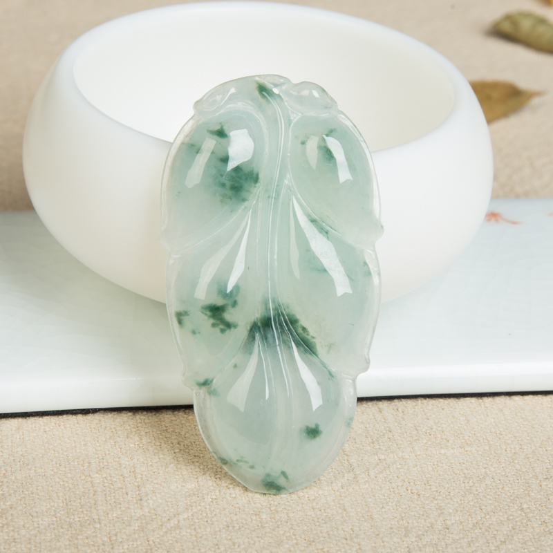 天然翡翠金枝玉叶吊坠-红掌柜