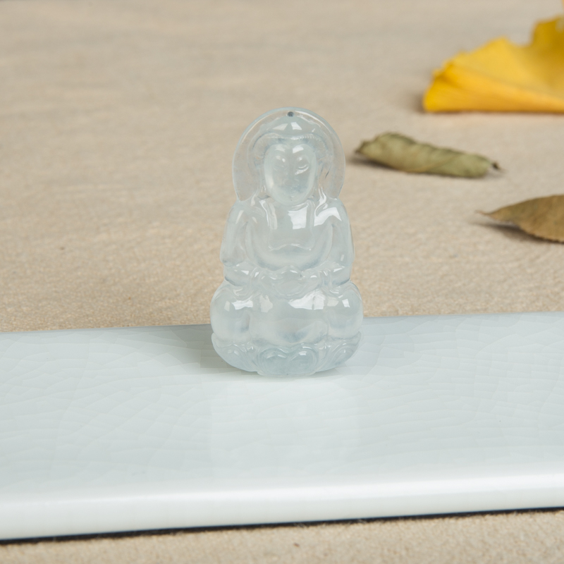 糯冰种翡翠观音吊坠-红掌柜