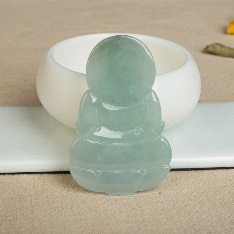 糯种蓝绿翡翠吊坠-红掌柜