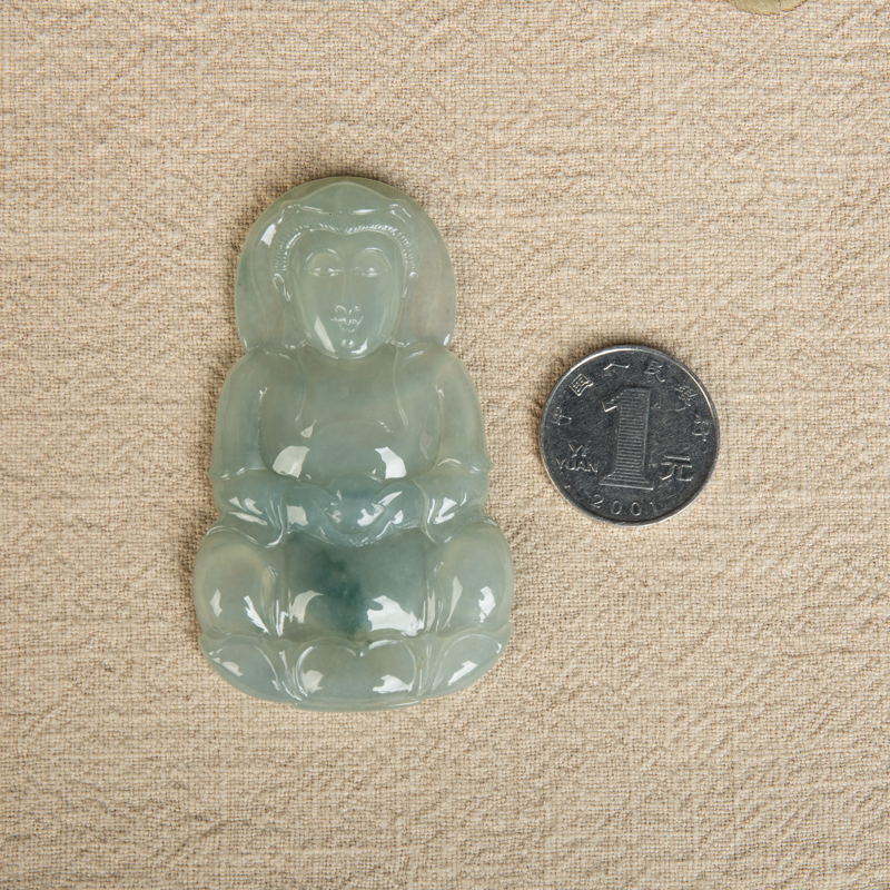 糯冰种飘花翡翠吊坠-红掌柜