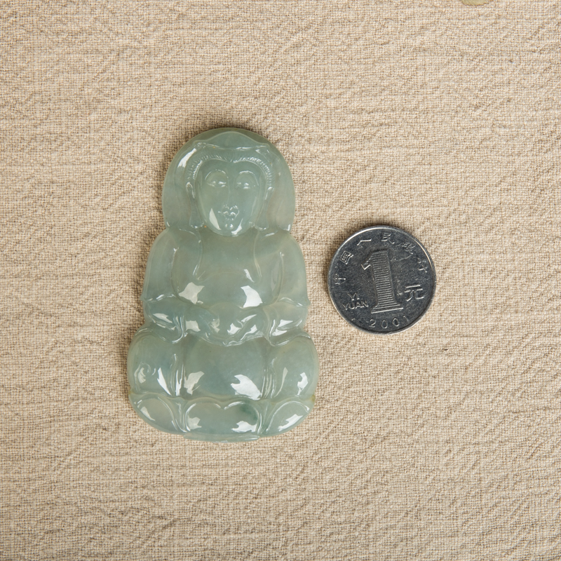 糯冰种飘花翡翠吊坠-红掌柜