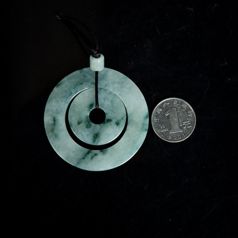 豆种飘花翡翠子母平安扣吊坠-红掌柜