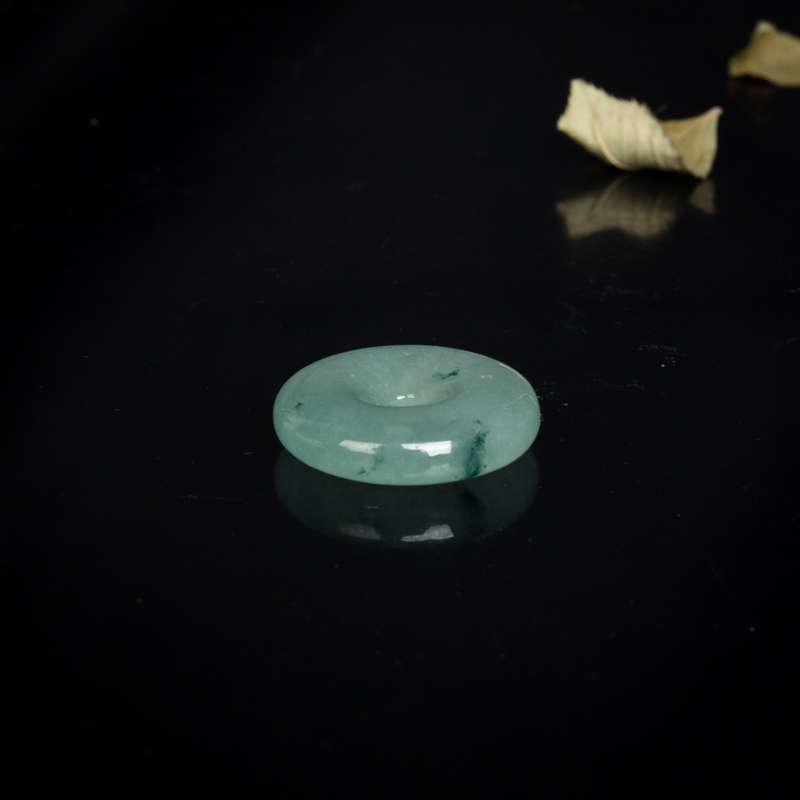 天然飘花翡翠平安扣吊坠-红掌柜