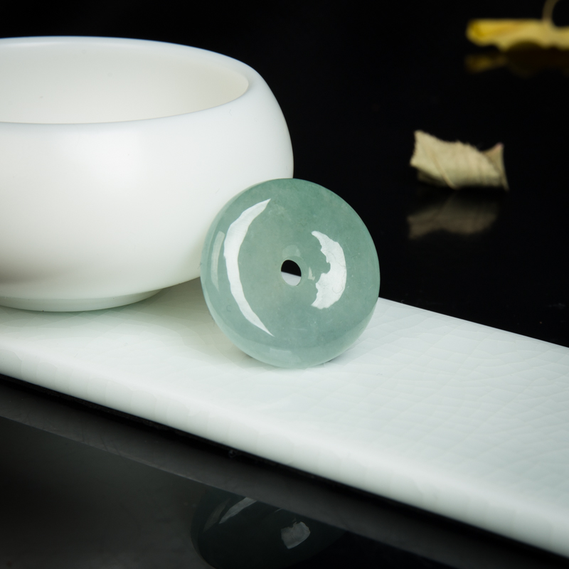 缅甸翡翠平安扣吊坠-红掌柜