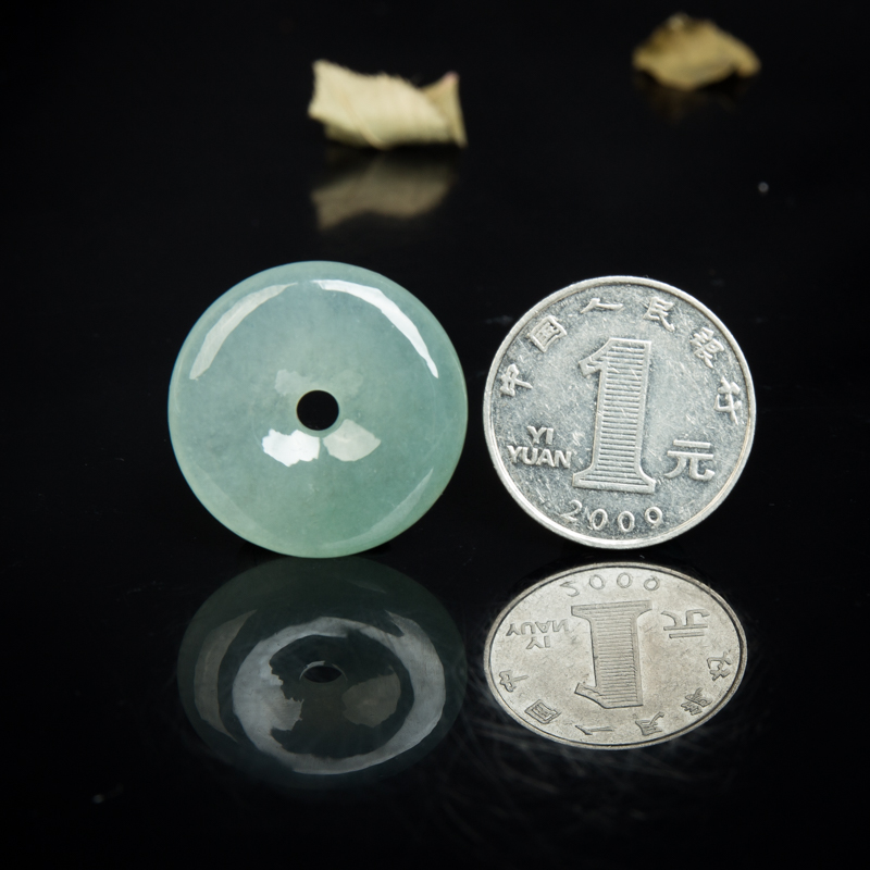 天然糯冰种飘花翡翠平安扣吊坠-红掌柜