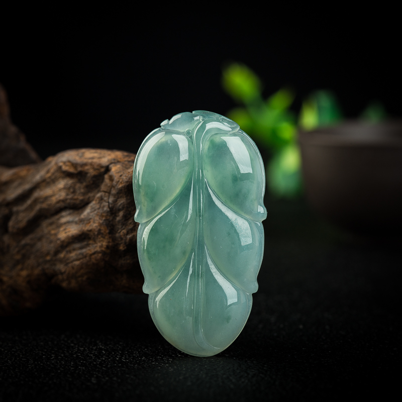 缅甸天然糯冰种飘花翡翠金枝玉叶吊坠-红掌柜