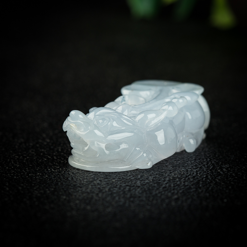 缅甸天然糯冰种浅紫翡翠吊坠-红掌柜