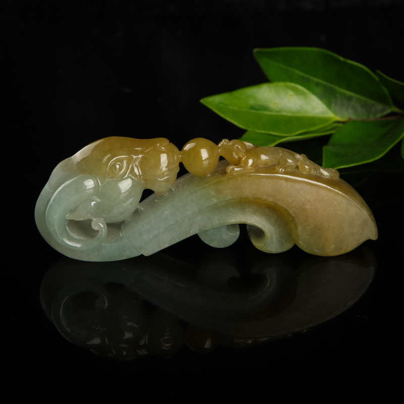 缅甸天然糯种俏色翡翠先祖图腾吊坠-红掌柜