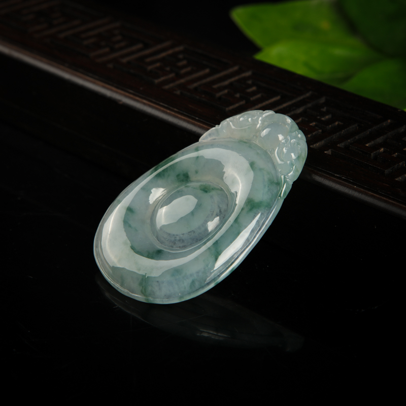 缅甸糯种飘花翡翠福贝吊坠-红掌柜