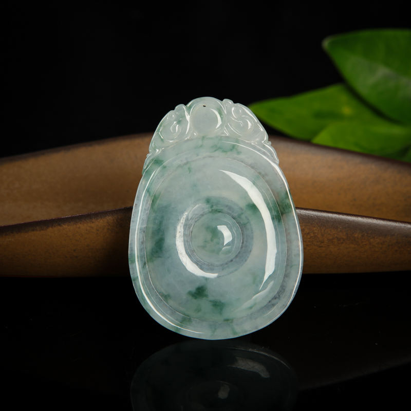 缅甸天然飘花翡翠福贝吊坠-红掌柜