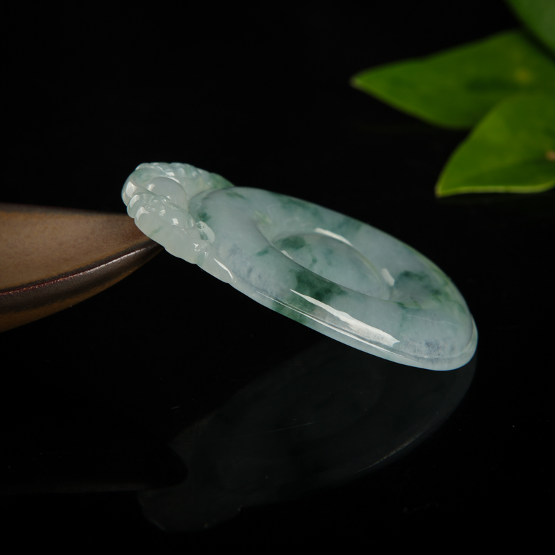 缅甸天然糯种翡翠福贝吊坠-红掌柜