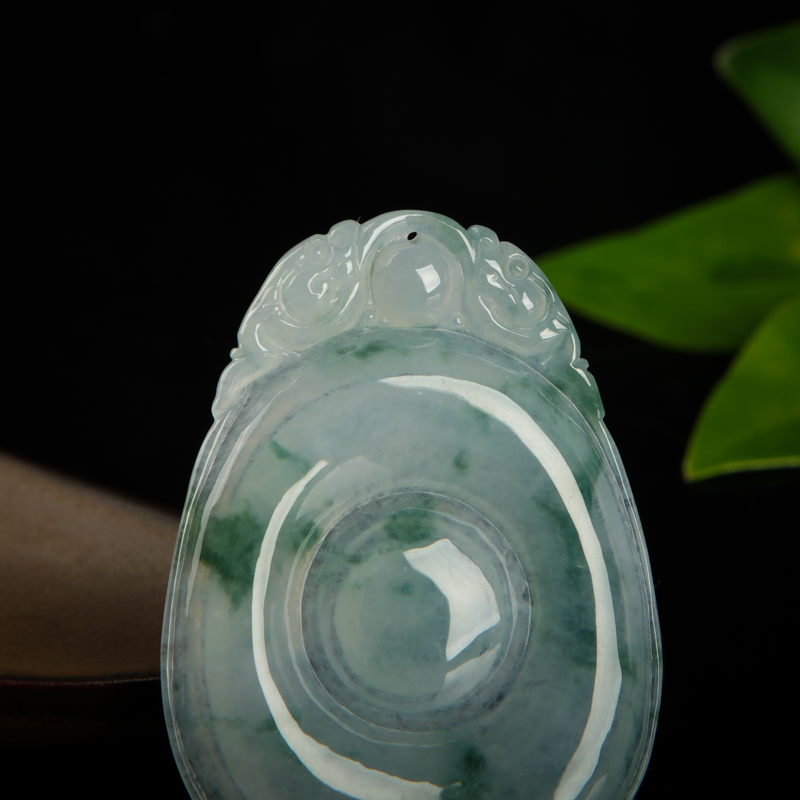 缅甸天然糯种飘花翡翠吊坠-红掌柜