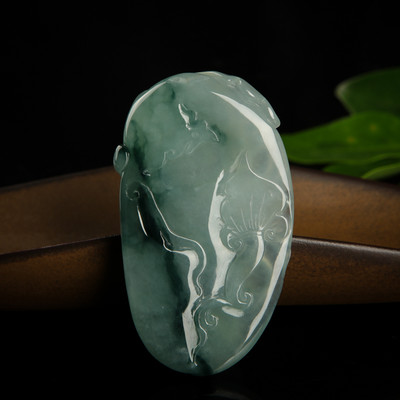 缅甸天然飘花翡翠弥勒佛吊坠-红掌柜