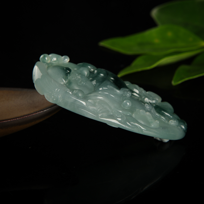 缅甸天然糯种翡翠弥勒佛吊坠-红掌柜