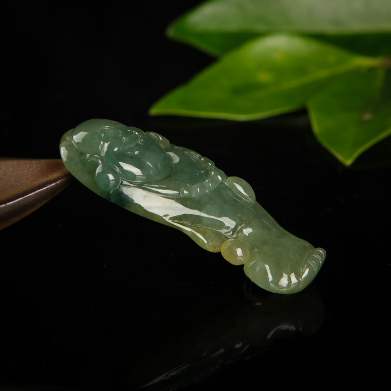 缅甸天然油青种翡翠弥勒佛吊坠-红掌柜