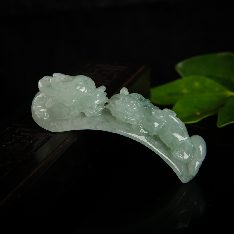 天然糯种飘花翡翠望子成龙吊坠-红掌柜