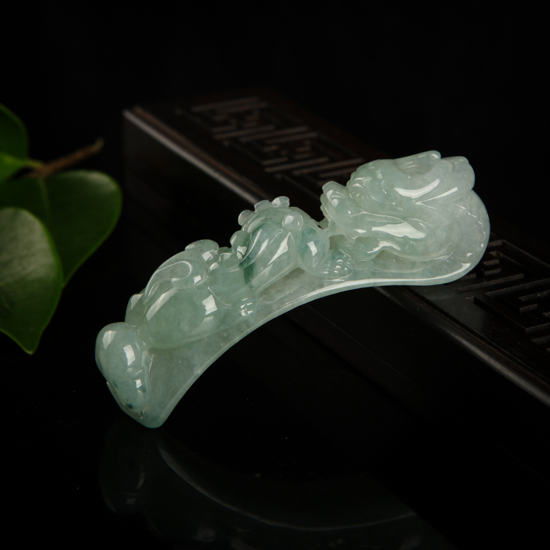 缅甸糯种飘花翡翠望子成龙吊坠-红掌柜