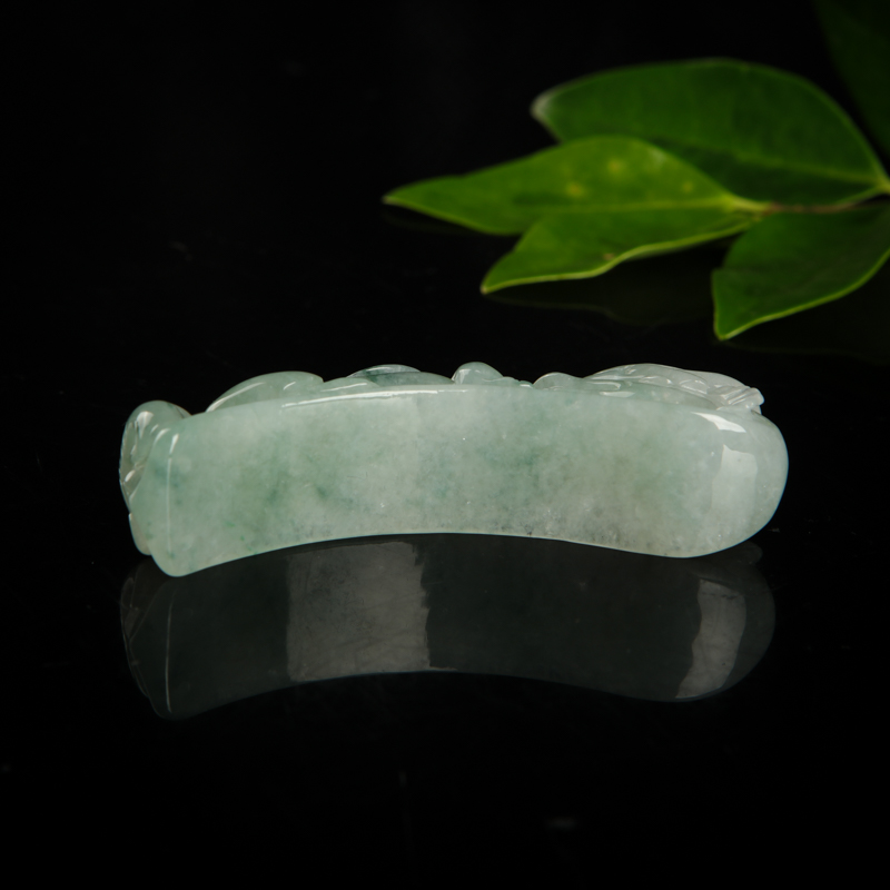 缅甸天然飘花翡翠望子成龙吊坠-红掌柜