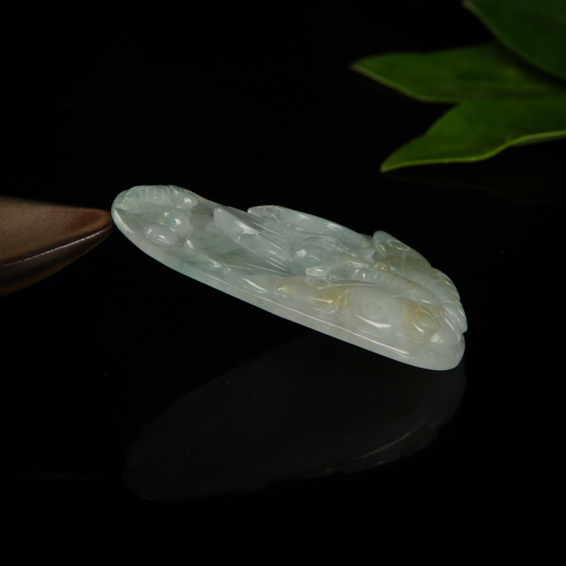 缅甸天然糯种翡翠花开富贵吊坠-红掌柜