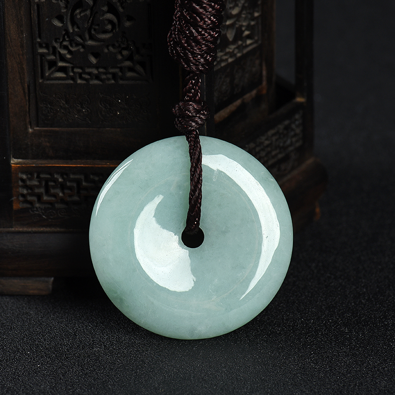 缅甸天然浅绿翡翠花开富贵吊坠-红掌柜