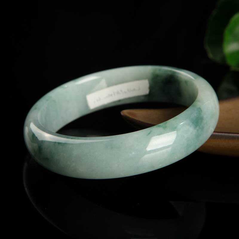 缅甸豆种飘花翡翠手镯-红掌柜