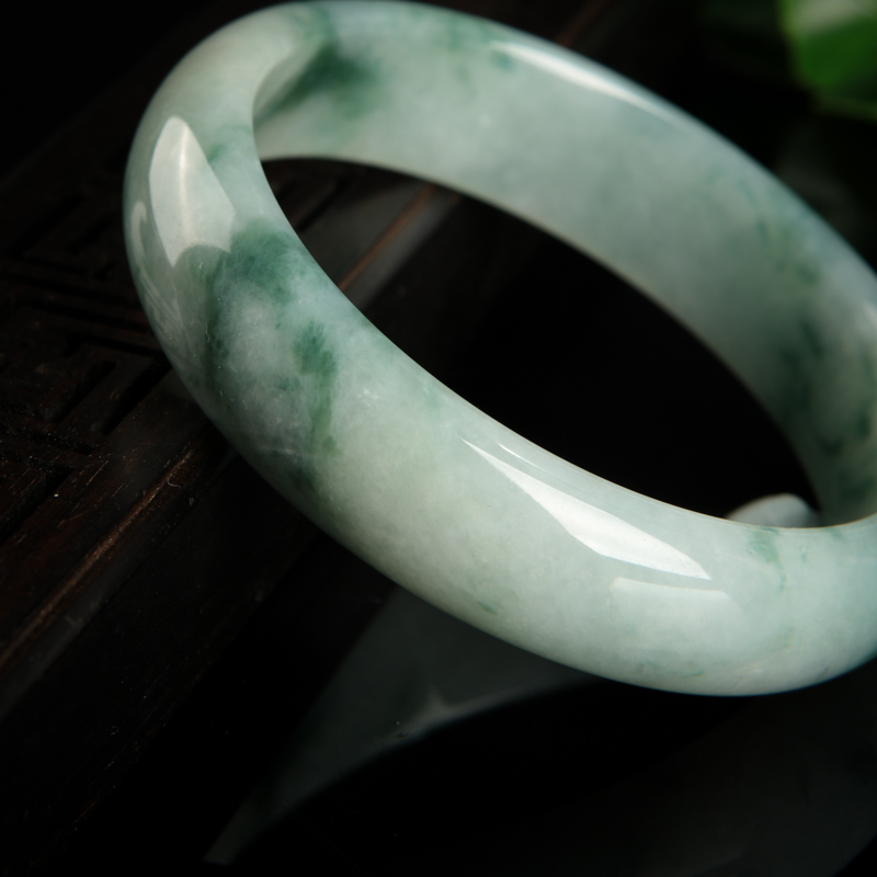 缅甸天然豆种翡翠手镯-红掌柜