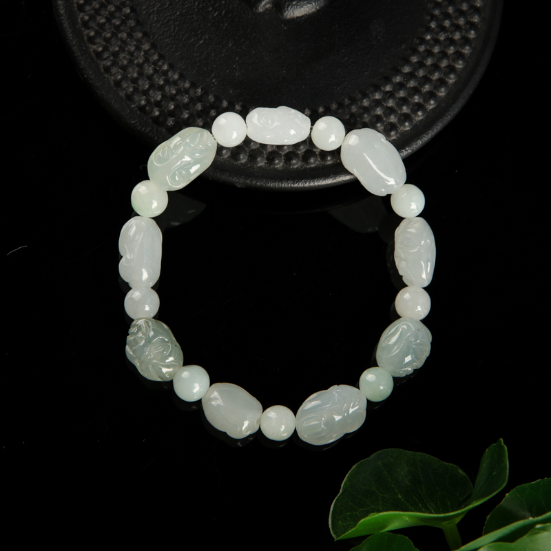 缅甸天然糯种翡翠罗汉单圈手串-红掌柜