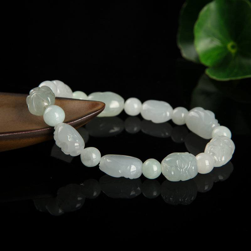 天然糯种翡翠罗汉单圈手串-红掌柜