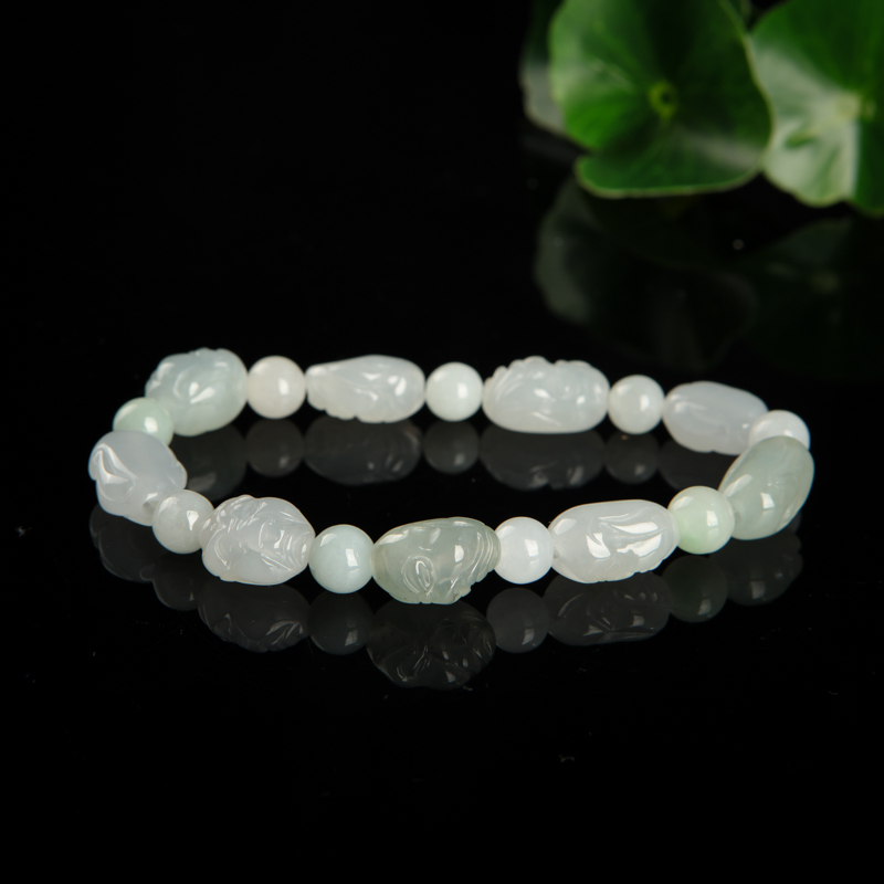 缅甸天然翡翠罗汉单圈手串-红掌柜