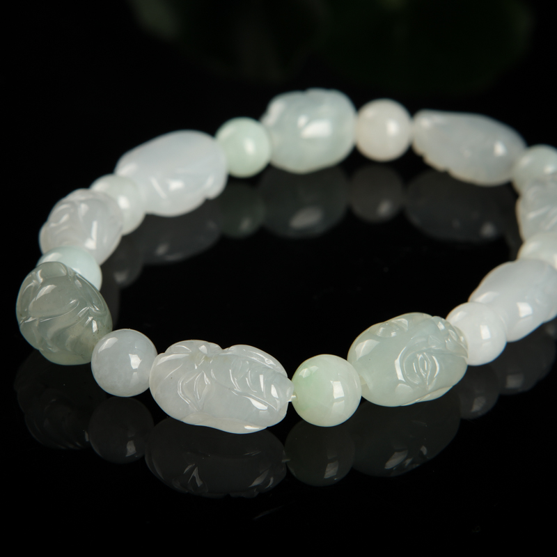 缅甸天然糯种翡翠罗汉手串-红掌柜