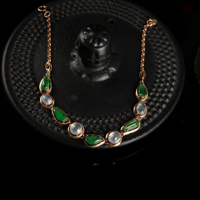 缅甸天然翡翠手链-红掌柜