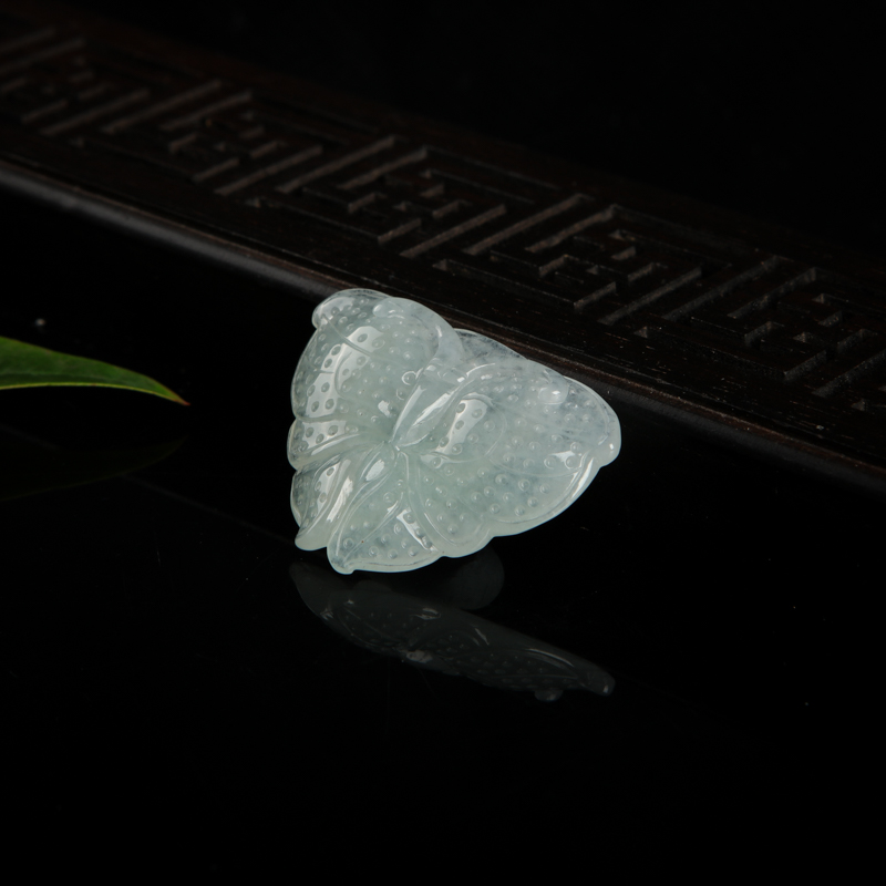 糯种翡翠蝴蝶吊坠-红掌柜