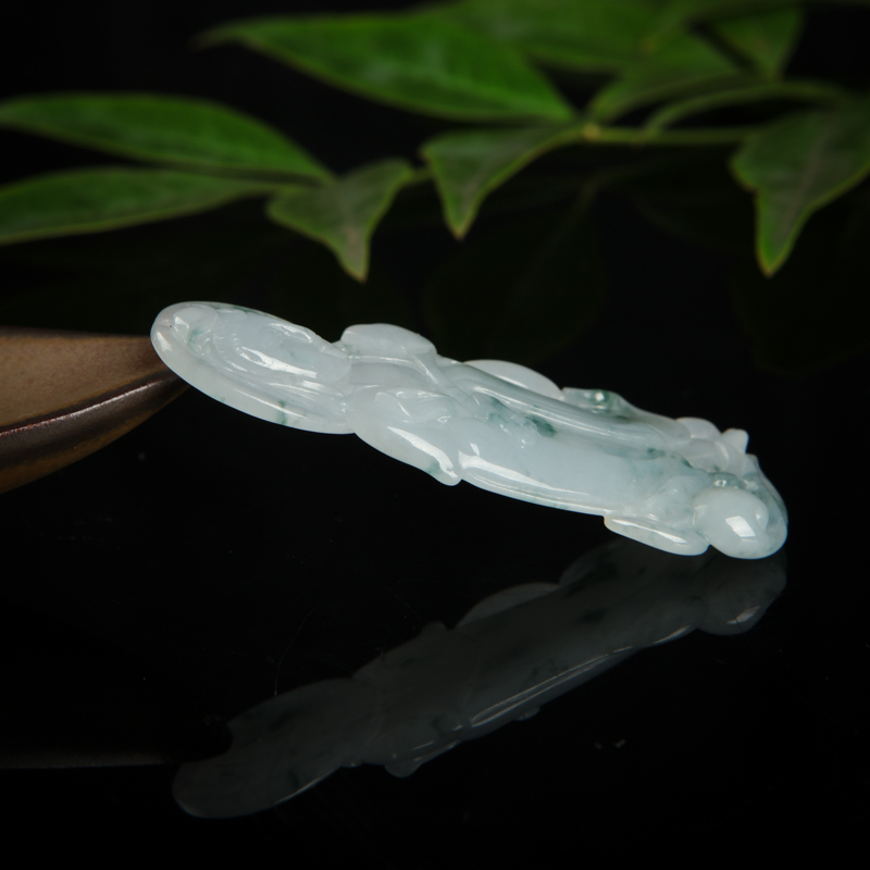 糯种飘花翡翠吊坠-红掌柜