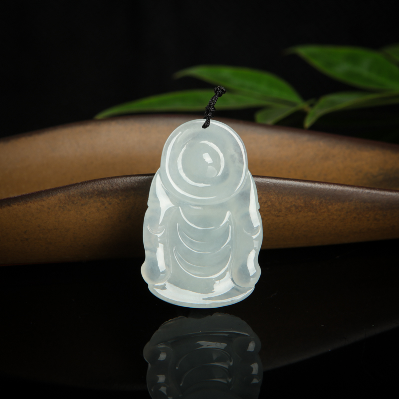 糯种白色翡翠弥勒佛-红掌柜