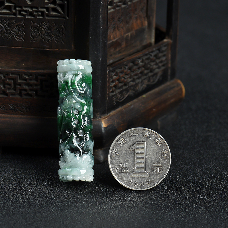 缅甸翡翠龙柱吊坠-红掌柜