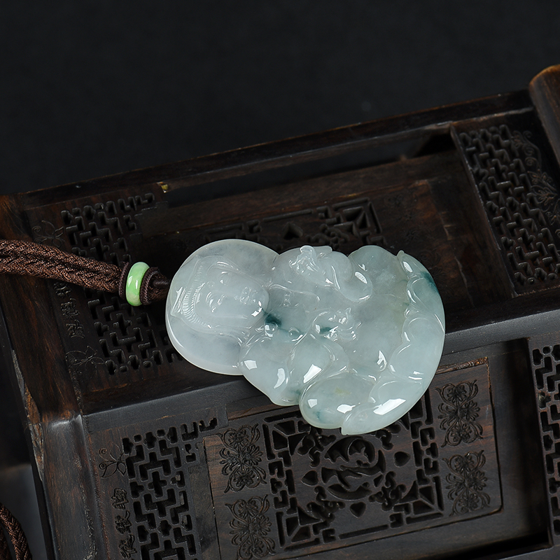糯种飘花翡翠吊坠-红掌柜