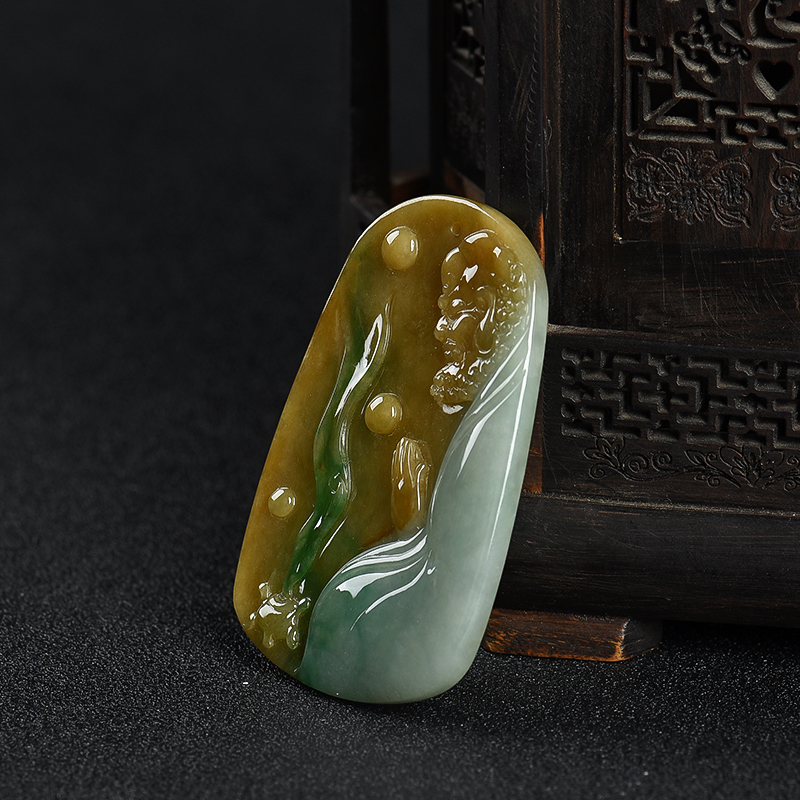 糯种翡翠达摩吊坠-红掌柜
