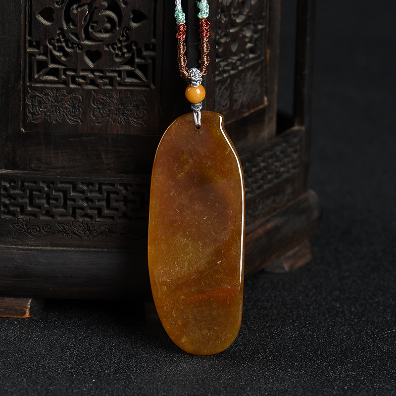 糯种俏色黄翡吊坠-红掌柜