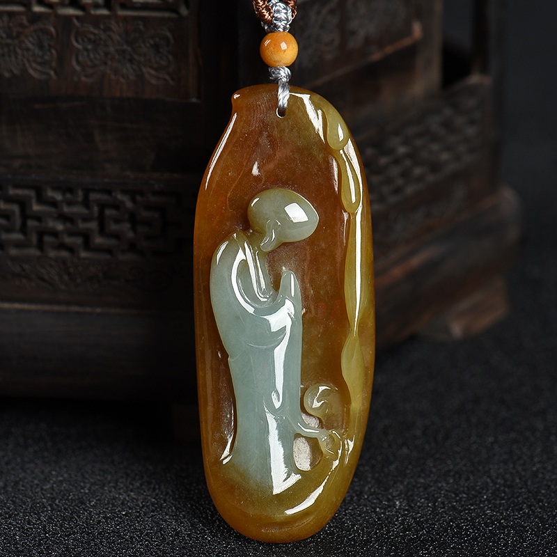 天然黄翡悟道吊坠-红掌柜