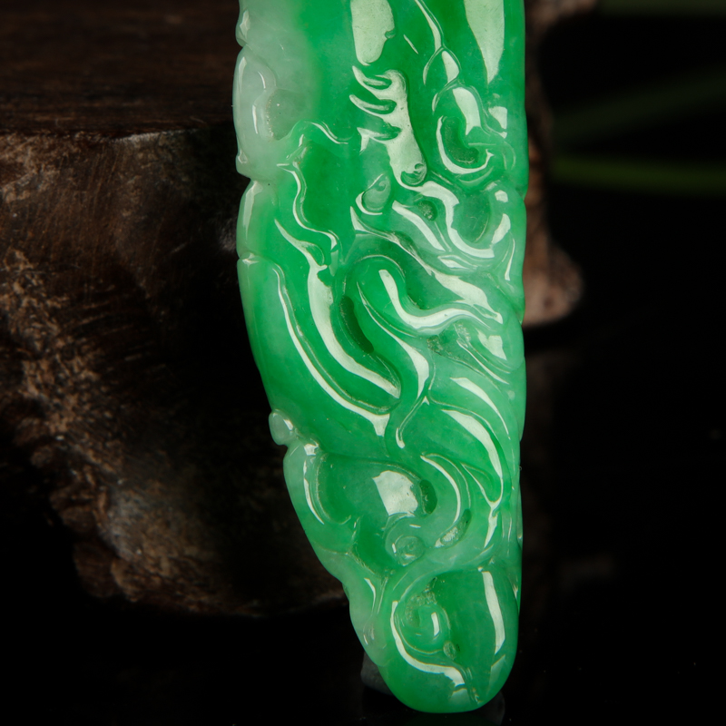 缅甸天然糯种飘翠翡翠吊坠-红掌柜