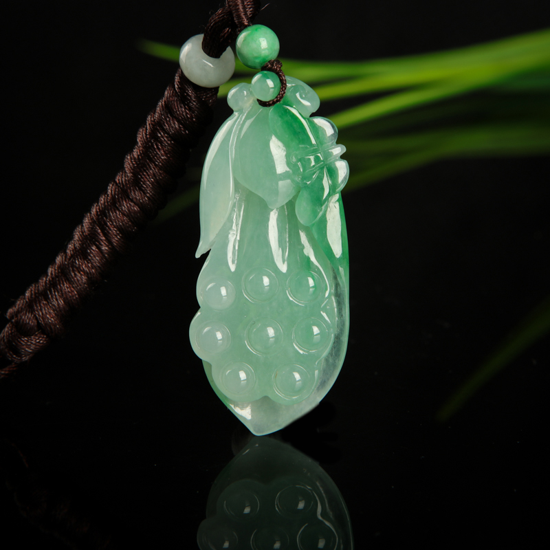 缅甸天然糯种飘翠翡翠一品清廉吊坠-红掌柜