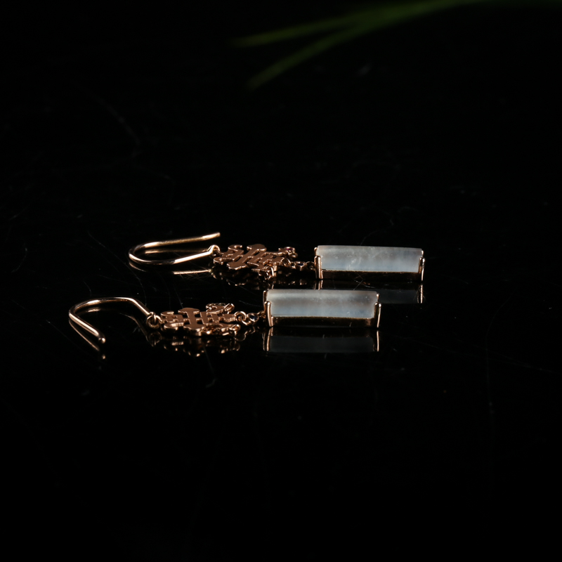 18K糯冰种翡翠耳坠-红掌柜